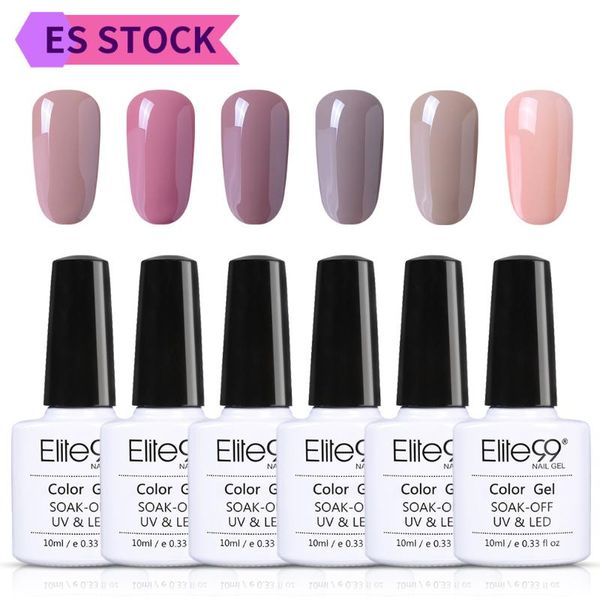 

nail art kits ship from es elite99 6pcs/kit gel polish set 10ml nude varnish grey vernis kit uv led lamp manicure sets