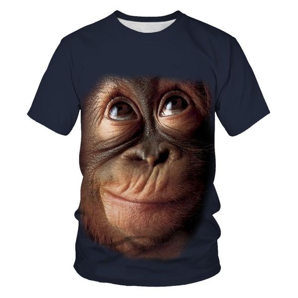 

men's t-shirts monkey 3d printing t-shirt animal pattern for men and women, round neck short-sleeved shirt, interesting casual graphic, White;black