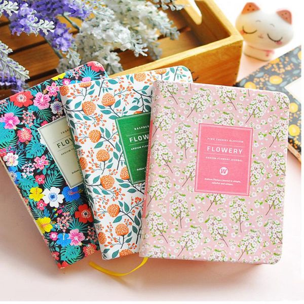 

notepads arrival cute pu leather floral flower schedule book diary weekly planner notebook school office supplies kawaii stationery, Purple;pink