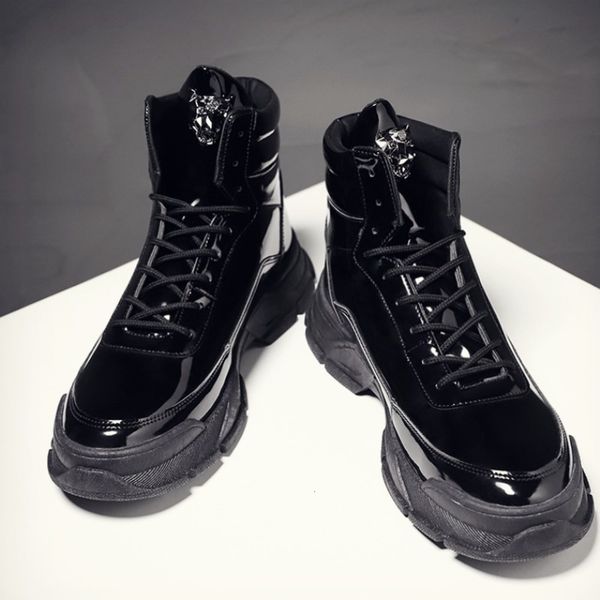 

plush winter 2020 new martin high tide shoes bright face men's leather warm boots, White;red