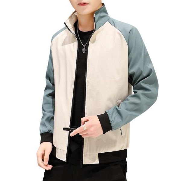 

men's trench coats 2021 jacket korean fashion handsome baseball, Tan;black