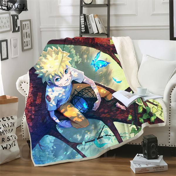 

cloocl blankets japan anime uzumaki naruto 3d print hip-hop style air conditioning blanket teens bedding throw plush quilt