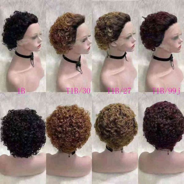 

pixie 13x1 front lace real hair new small volume wig heaear, Black