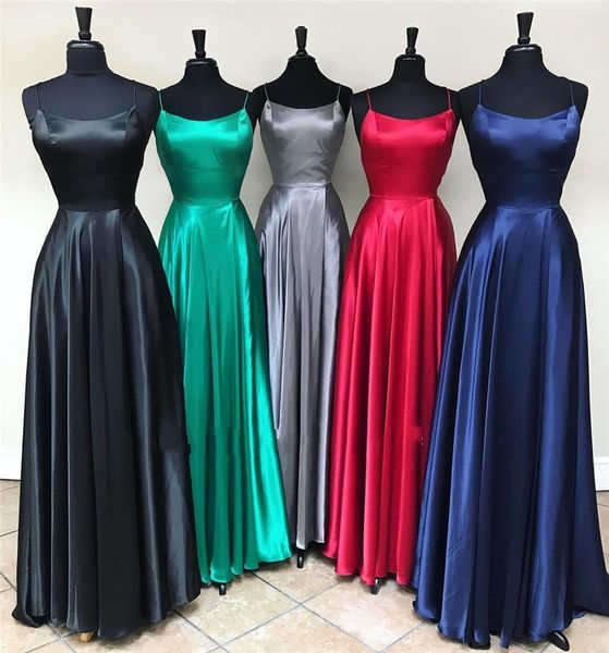 

2021 new backless a-line evening es red green royal blue slit plus size long prom gowns vestido fiesta robe de soiree xy1x, Black;red