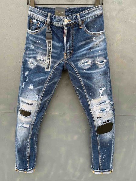 

20ss mens designer jeans 2019 spring black ripped distressed holes designer jean pencil pants pockets hommes pantalones, Blue