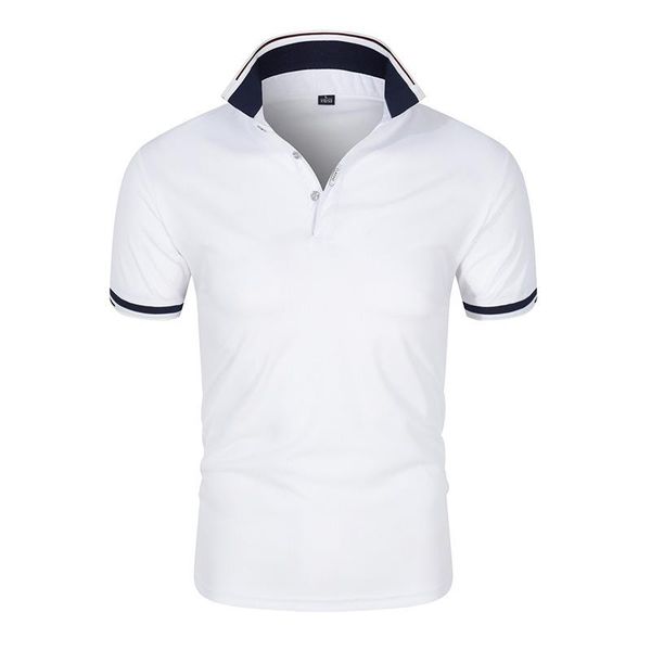 

men's polos summer short sleeve shirt men fashion shirts casual slim solid color business clothing, White;black