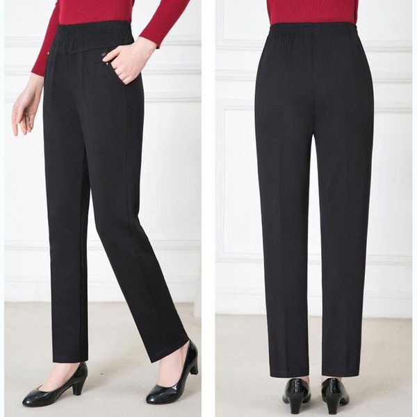 

women's pants & capris 2021 women spring autumn elastic force trousers middle-aged womens high waist large size straight, Black;white