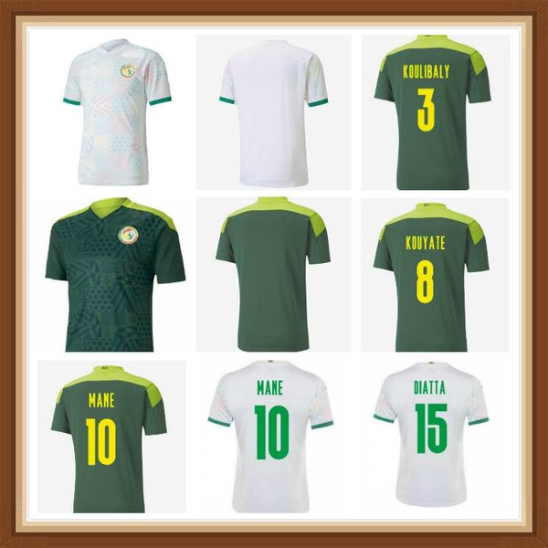 

2021 senegal soccer jerseys mane koulibaly gueye kouyate sarr homme maillot de foot football uniforms, Black;yellow