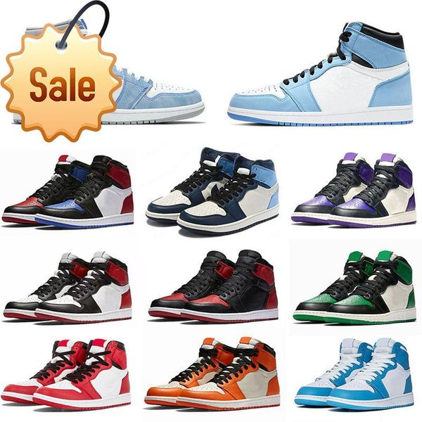 

mens jumpman 1 high og basketball shoes 1s university blue silver royal toe black metallic smoke grey unc patent women sneakers trainers v