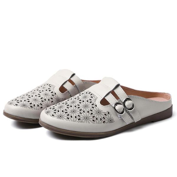 

sandals casual loafers shoes for women confortable fashion genuine leather rubber outsole hollow carved lady female footwear, Black