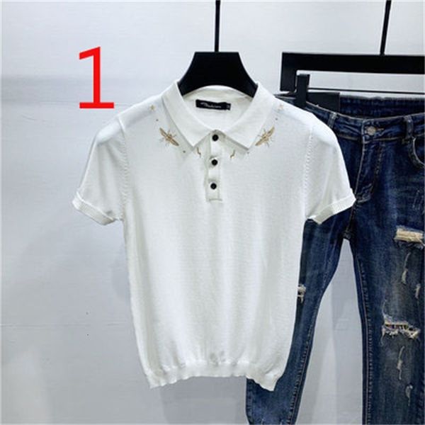 

2021 new summer personality tide brand hole short-sleeved round neck thin section men's slim t-shirt eptf, White;black