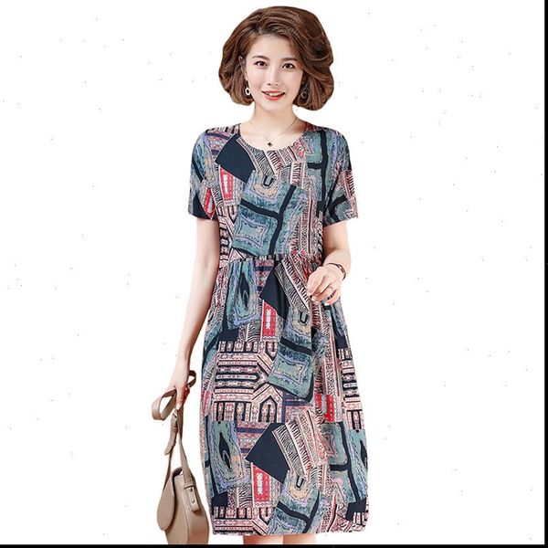 

plus size summer dress women beach dress 2021 short sleeve dresses loose casual dress printing summer clothes for women, Black;gray