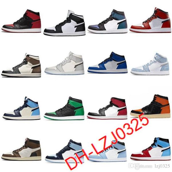

jumpman designer boots basketball shoes 1s obsidian unc fearless first class flight red 1 sport sneaker trainer men women 36-46, Black