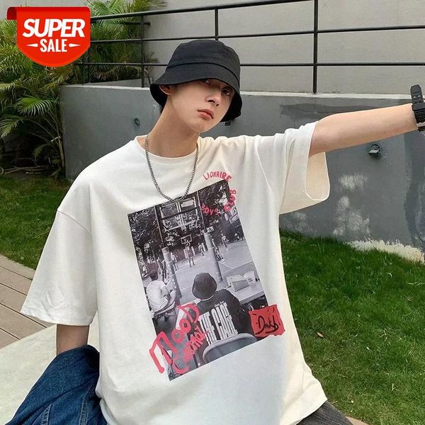 

american hip-hop t-shirt men's tide brand ins high street short-sleeved trend loose harajuku style half-sleeved european and five-poin, White;black