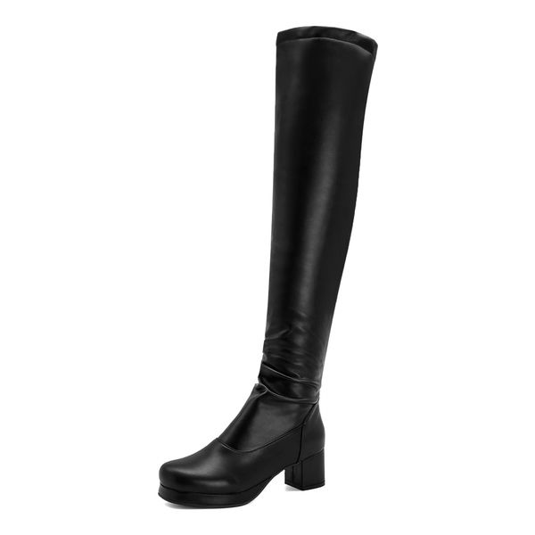 

platform of plutonium stretch oversized on the knee. heel boots. thick synthetic herd. w2mn, Black
