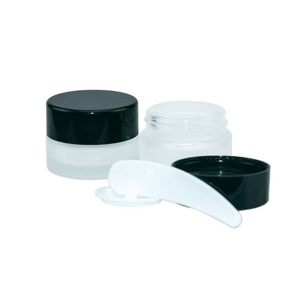 

10pcs 5ml reusable frosted glass hand cream bottles with black plastic cap gifts cosmetics empty vials