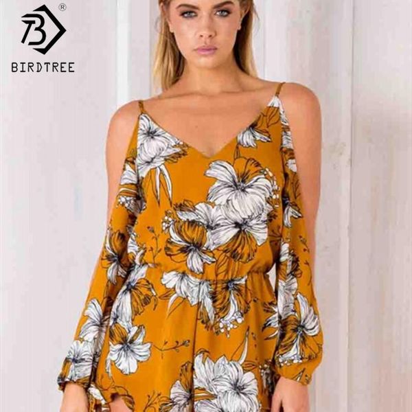 

women's jumpsuits & rompers beach wear floral jumpsuit women print spaghetti strap elastic waist backless playsuit overalls female holi, Black;white
