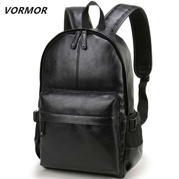 

vormor brand men backpack leather school backpack bag fashion waterproof travel bag casual leather book bag male 210929