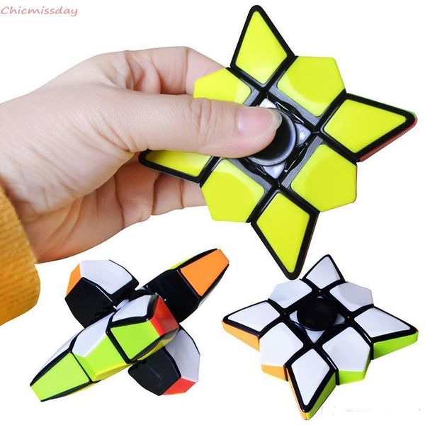 

Magic Cube Finger Spinner Fidget Cubes Spinning EDC Anti-stress Rotation Spinners Decompression Novelty Toys for Kids Adults 6.8 x 2.0CM