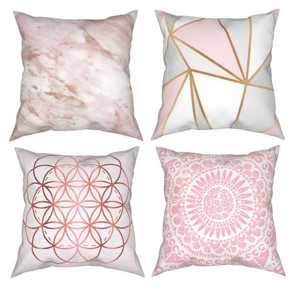

cushion/decorative pillow rose gold flower of life square case pink aesthetic throw geometric abstract geo modern pattern awesome pillowcase