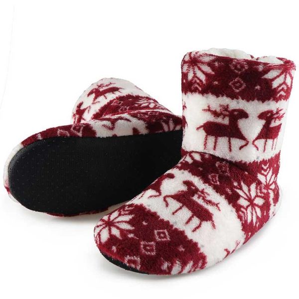 

slippers winter shoes woman home christmas elk indoor socks warm contton slipper plush insole anti-skid sole botas mujer, Black
