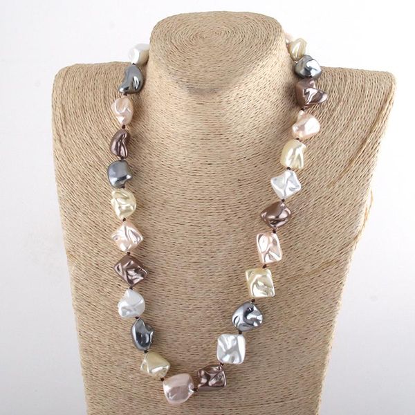 

chokers fashion bohemian jewelry irregular big pearl shell necklaces for women ethnic power, Golden;silver