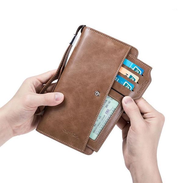 

wallets men's wallet retro clutch large-capacity independent card zipper package multifunctional leisure wallet's1, Red;black