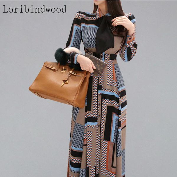 

casual dresses 2021 european station early autumn women's catwalk fashion geometric stripes contrast color printed slim dress, Black;gray