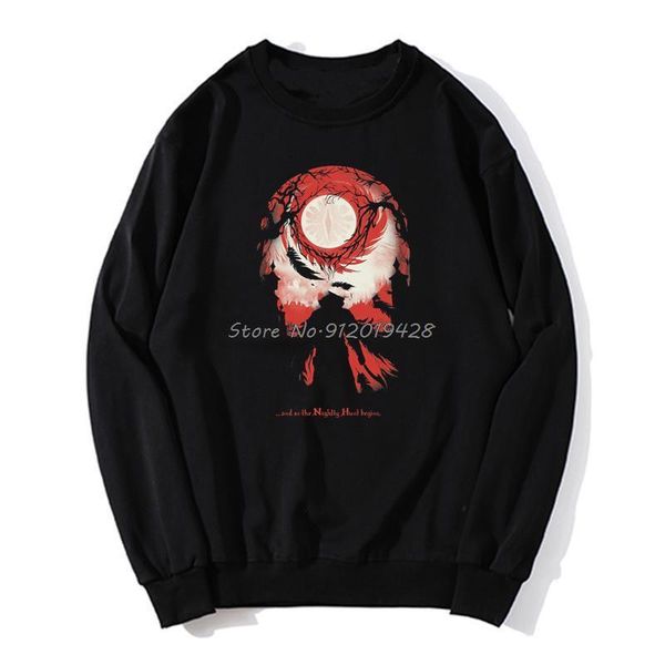 

men's hoodies & sweatshirts fashion and so the nightly hunt begins clothes design bloodborne dark souls horrible games cotton camiseta, Black