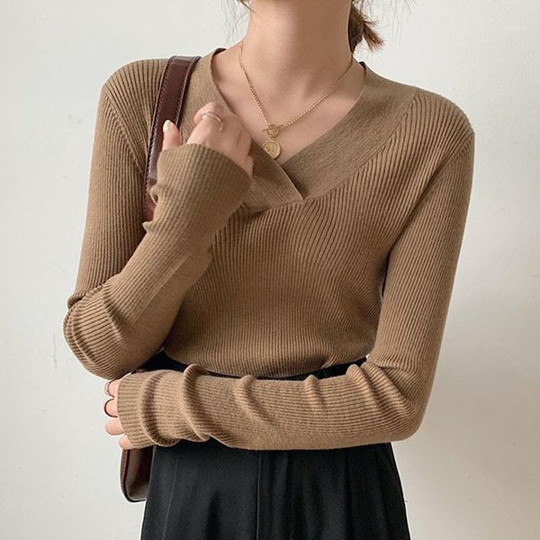 

women's sweaters winter clothes for women 2021 turtleneck sweater black long sleeve knit v-neck pullovers solid oversized warm ladies 0, White;black