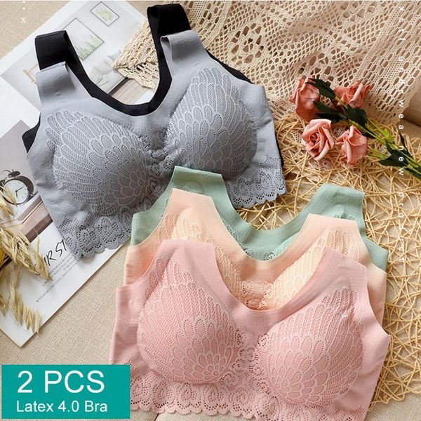 

bras 2pcs wireless bra seamless for women underwear bh push up bralette with pad vest plus size -xxl, Red;black