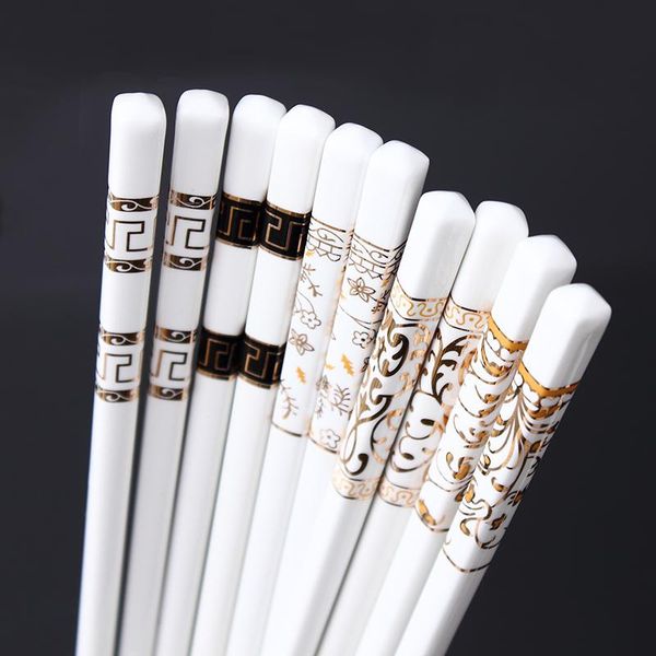 

chopsticks ceramic household color gold high-grade bone china lovers mold proof and anti-skid