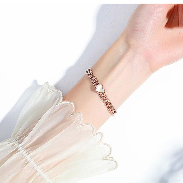 

charm bracelets woman gold color bracelet stainless steel peach heart multi-layer titanium lady love, Golden;silver