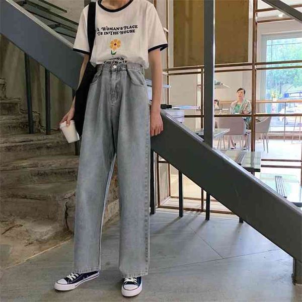 

jeans women plus size 5xl full length vintage blue high waist elegant wide leg trousers womens bf loose streetwear kpop ulzzang