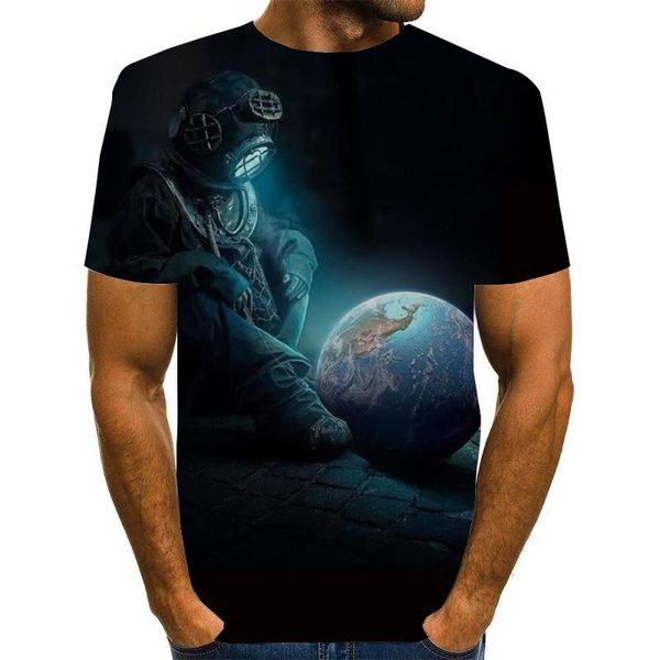 

3d new popular animation landscape creative art design colorful funny t-shirt for men's short sleeve m-6xl street style, White;black