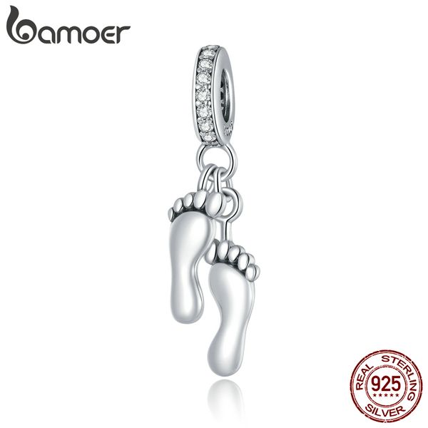

bamoer 925 sterling silver little feet charm for original bracelet & bangle women silver beads jewelry making gift scc1692 q0531, Black