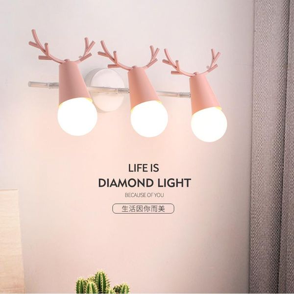 

wall lamp nordic lamps cartoon deer antlers living room children bedroom reading bedside sconce wooden decoration lighting fixtures