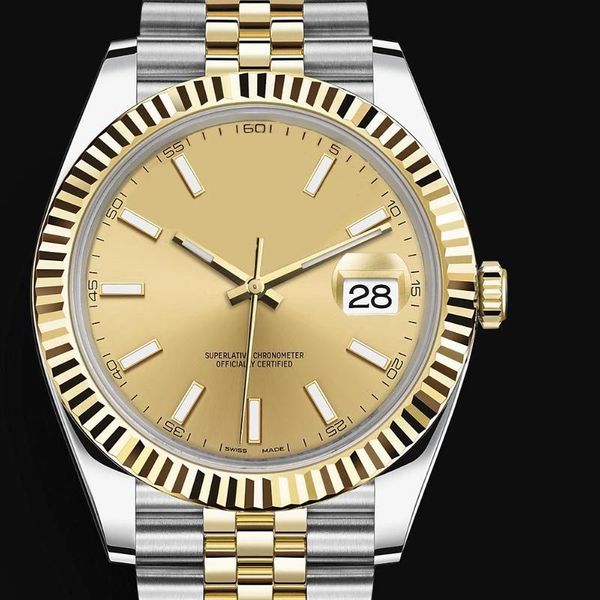 

wristwatches automatic mechanical mens watch 126334 41mm edition 904l stainless steel bracelet sweep movement male wristwatch, Slivery;brown