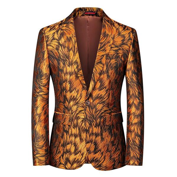 

men's suits & blazers 2021 fashion printed blazer personalized stage performance banquet business casual, White;black