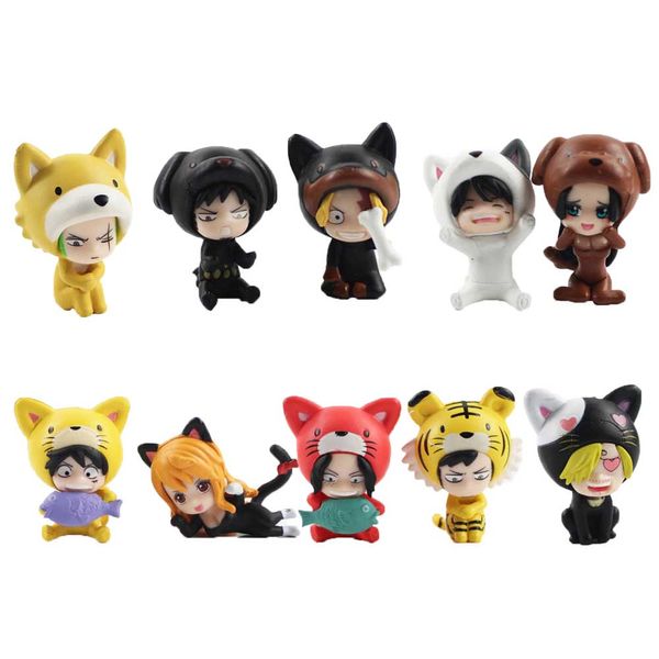 

5pcs/set 2styles Anime OP Figure Toys Luffy Nami Sanji Zoro Sabo Ace Hancock Law Cos Animals Mini Model Dolls Gift