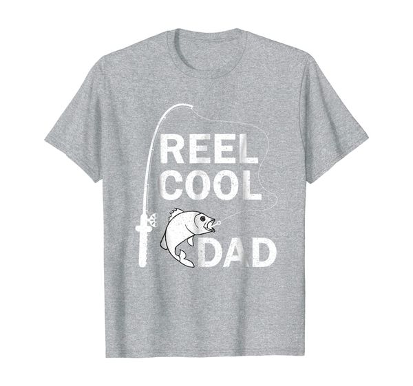 

reel cool dad daddy fathers day father fishing fisherman tee, White;black