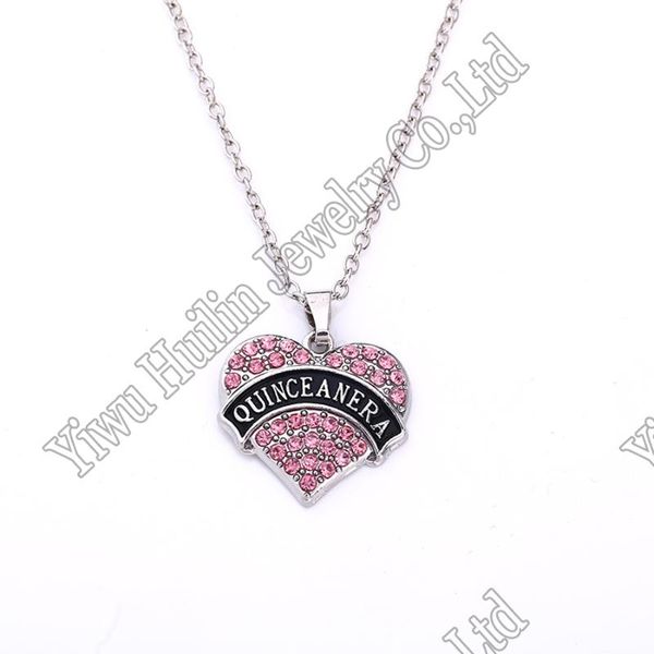 

pendant necklaces quinceanera crystal heart chain necklace jewelry, Silver