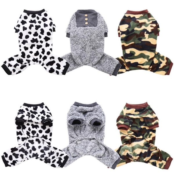 

dog apparel thicken fleece pet clothes pajamas cat costume jumpsuit for small dogs coat clothing warm winter home nightshirt 35
