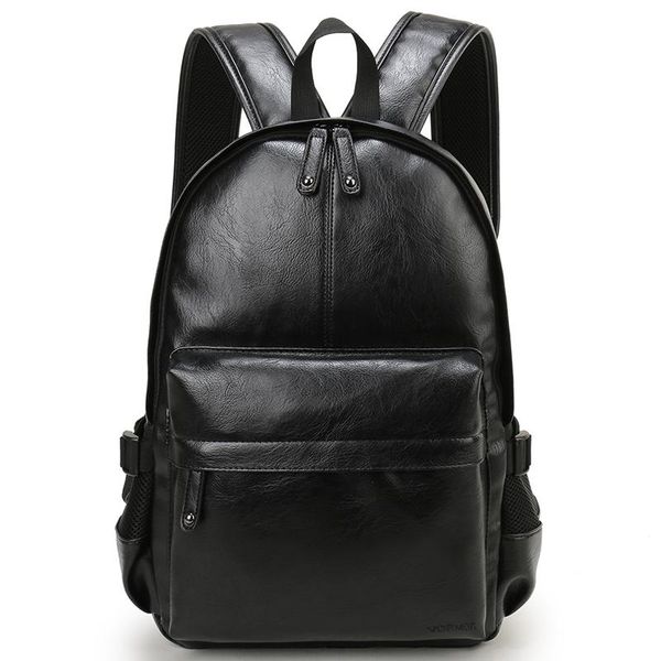 

backpack fashion pu leather men women 14 inch lapstudents black travel school bag