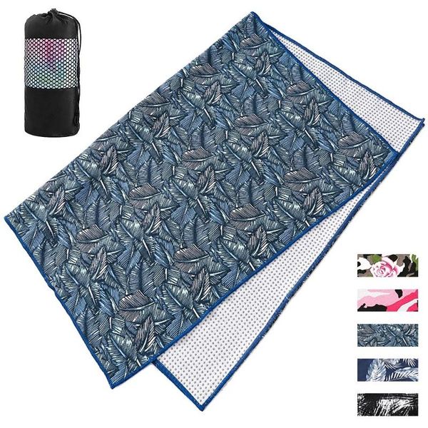 

yoga mat print quick dry non-slip foldable yoga towel fitness blanket with mesh bag