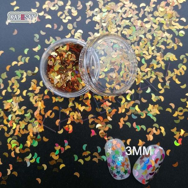 

nail art decorations sequins moon 3mm sequin paillettes sewing craft diy laser gold stars supplies for nails, Silver;gold