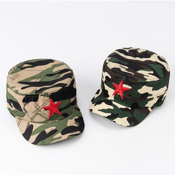 

children's flat hat boys and girls' five pointed star military training camouflage performance children's shade cap summer, Yellow