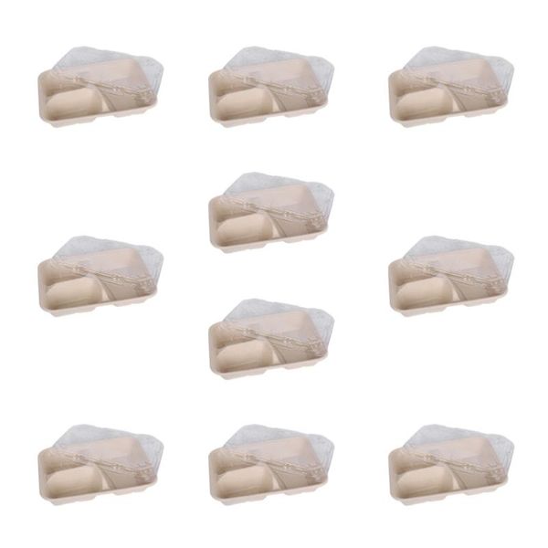 

10pcs disposable 3-compartment meal prep containers degradable paper takeout box eco-friendly doggy boxes (with paper lid)