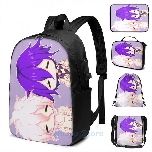 

backpack funny graphic print komaeda nagito and kokichi ouma [komaichi] danganronpa usb charge men school travel lapbag