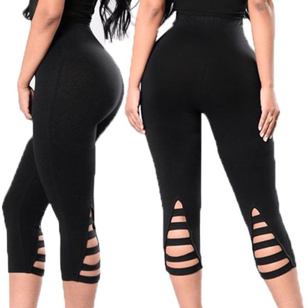

new 2021 leggings women's capris women's yoga running tight hollowing out hole cycling pants ropa deportiva cycling pants#40, White;red